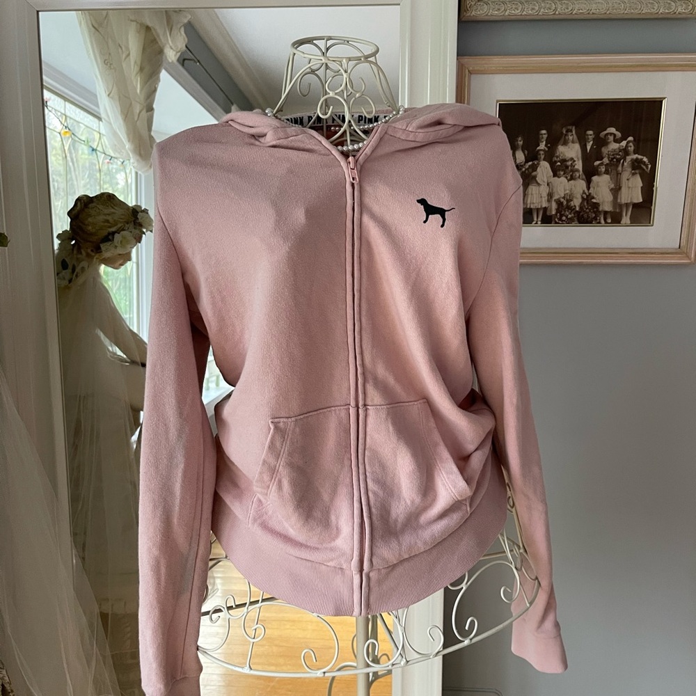 PINK Victoria Secret’s Pink Metal Snap Hoodie.